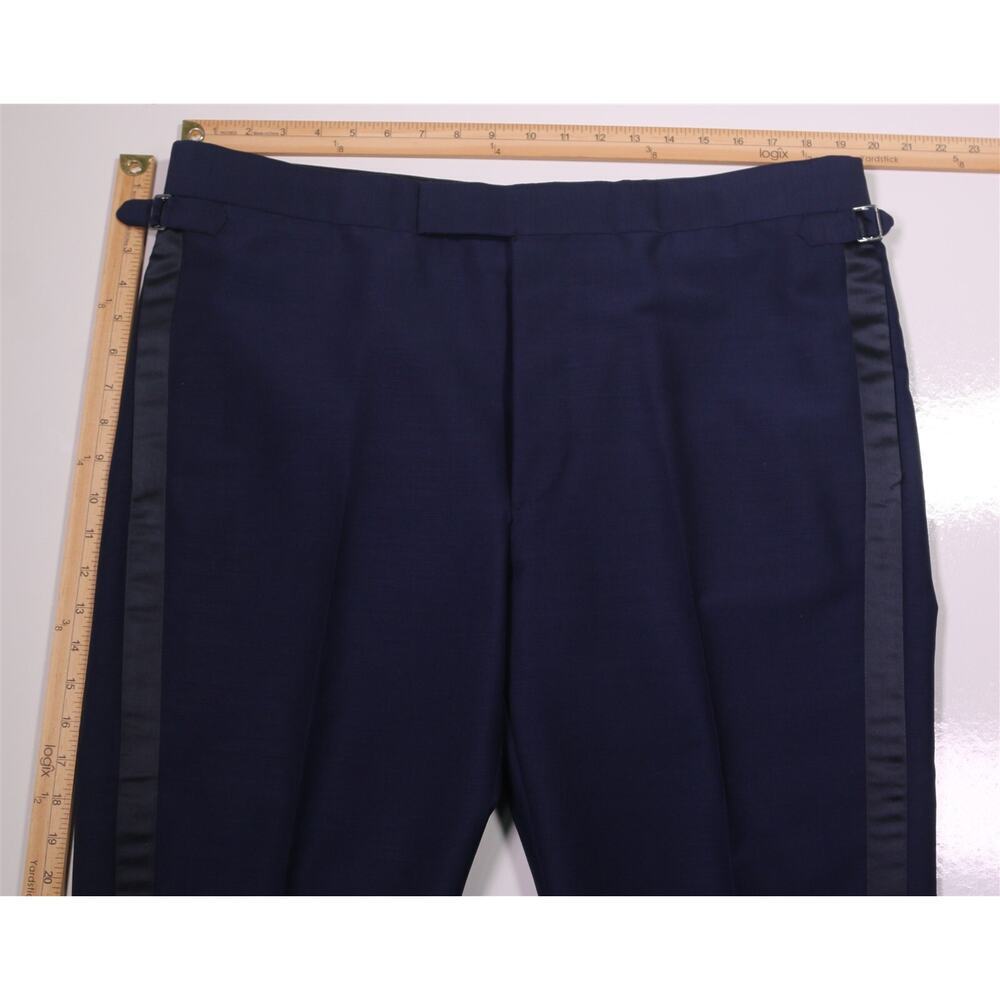 Alan Flusser Bespoke Handmade Navy Blue Mohair Tuxedo Formal Pants 42x27 - Picture 4 of 9